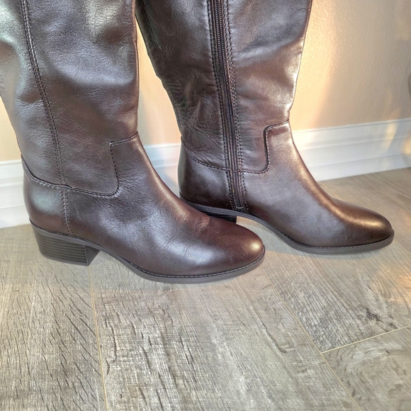 Alfani Brown Leather Knee-High Boots New - Picture 8 of 15